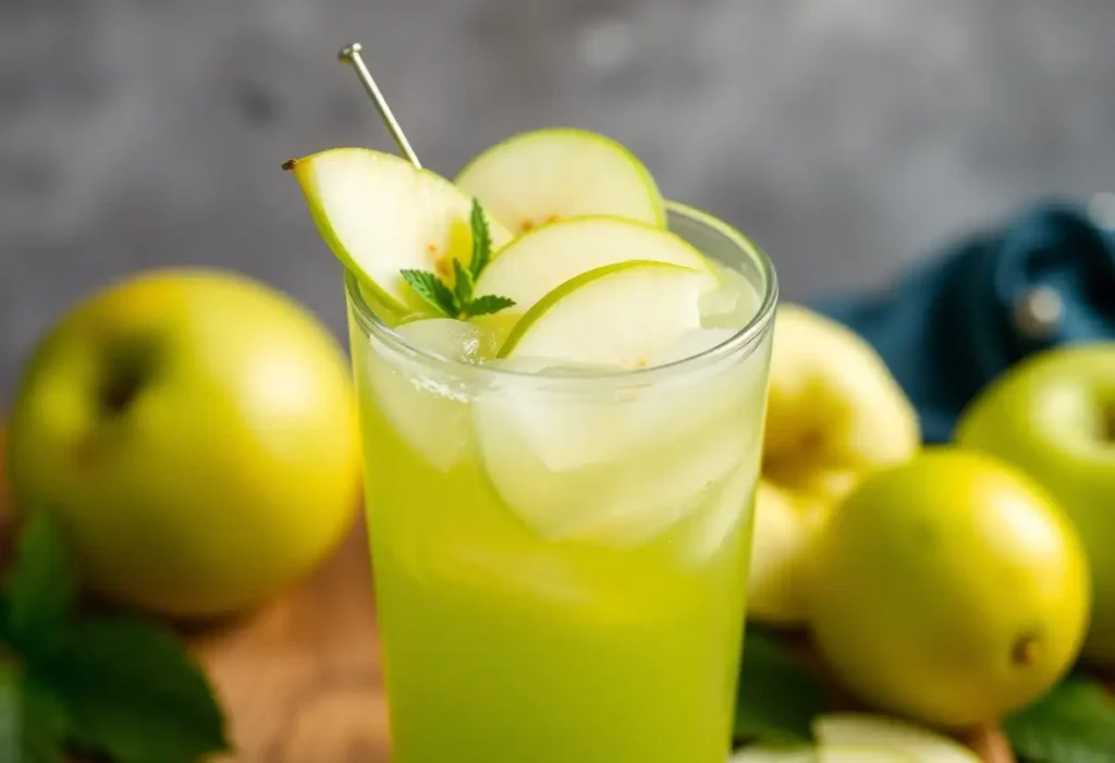 نوشیدنی با سیروپ سیب سبز