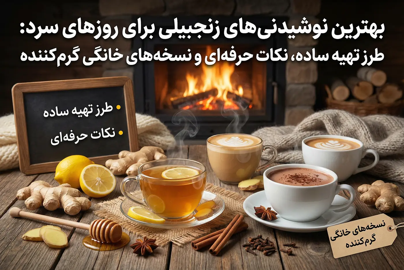 بهترین نوشیدنی های زنجبیلی برای روزهای سرد، طرز تهیه ساده، نکات حرفه‌ای و نسخه‌های خانگی که گرمت می‌کنه